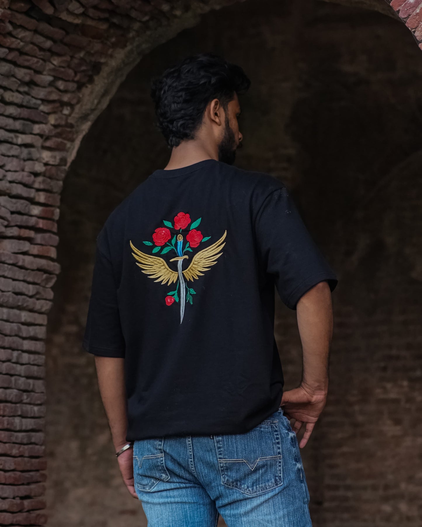 Warrior’s Grace: Embroidery Oversize T-Shirt (Unisex)