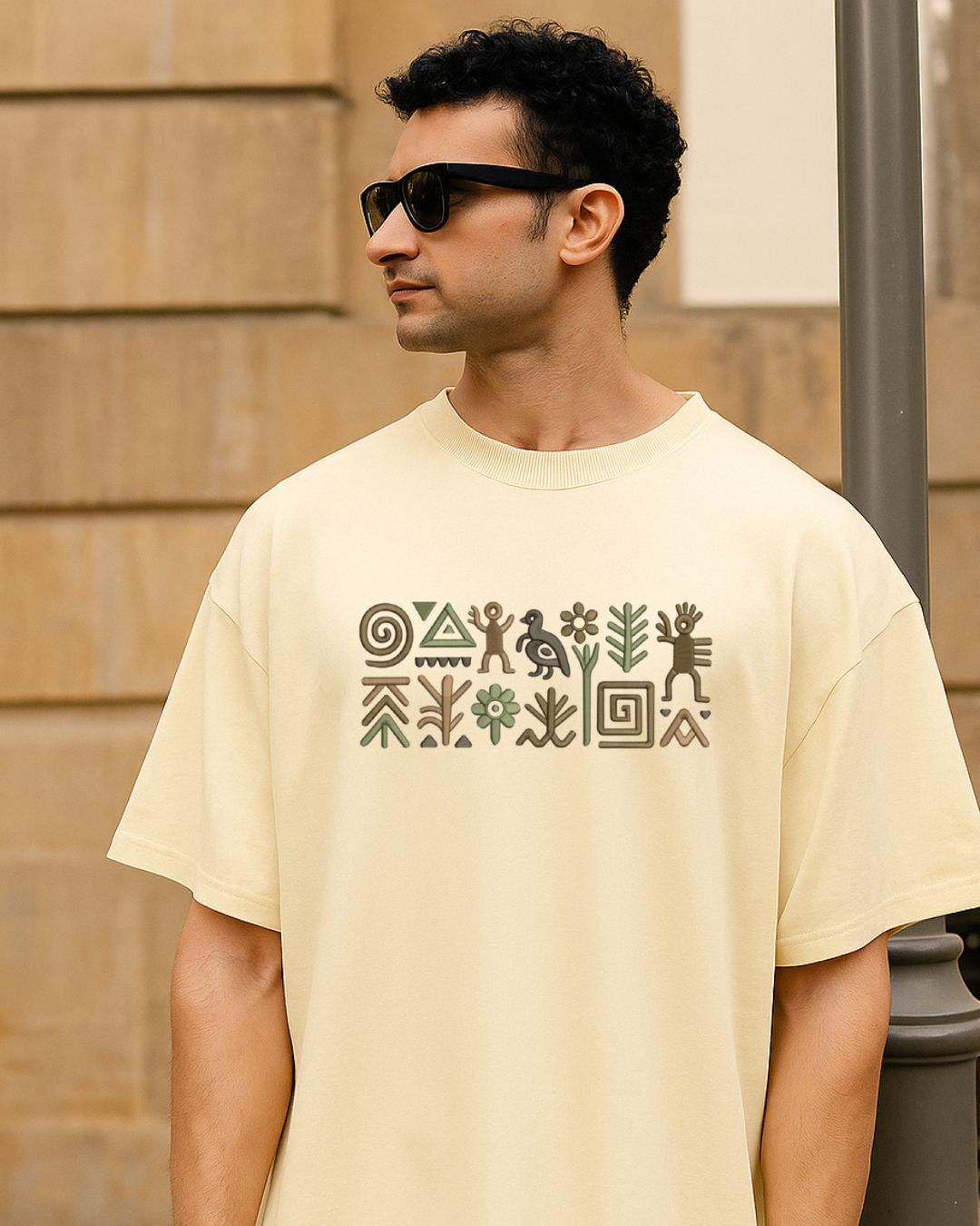 Tribal Code: Vintage-Inspired Embroidery Oversize T-Shirt (Unisex)