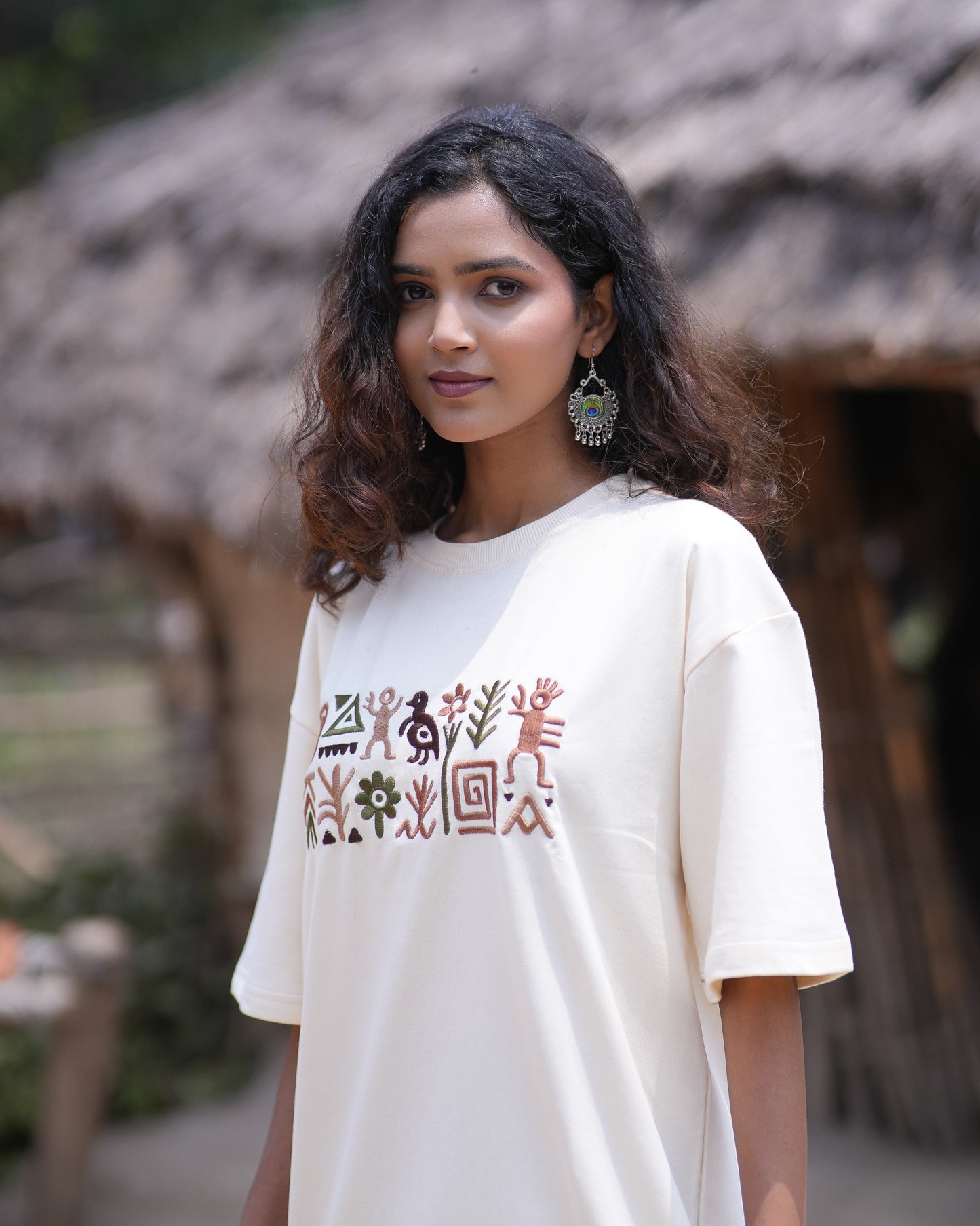 Tribal Code: Vintage-Inspired Embroidery Oversize T-Shirt (Unisex)