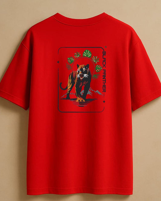 Silent Hunter: Panther Inspired Embroidery Oversize T-Shirt (Unisex)