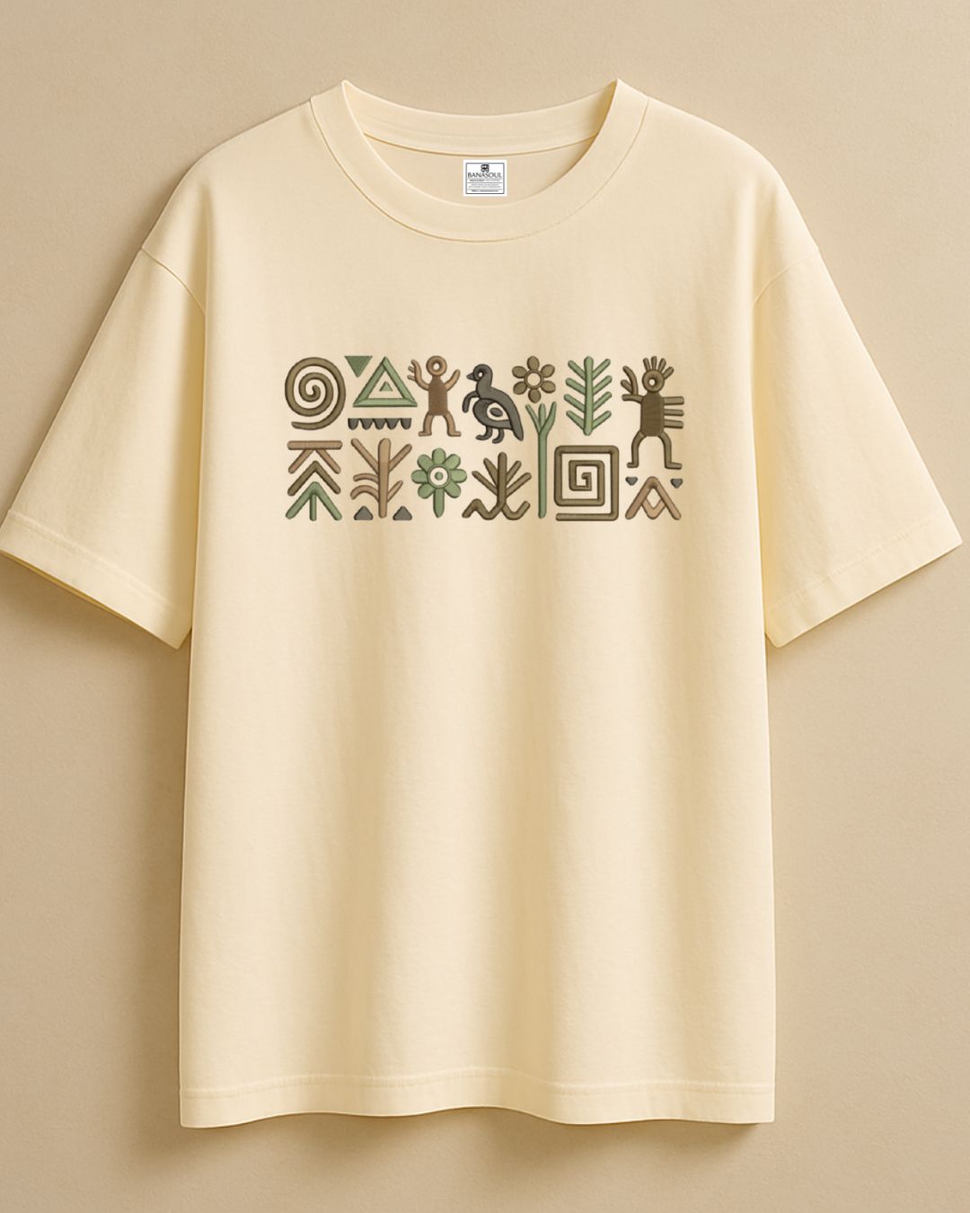 Tribal Code: Vintage-Inspired Embroidery Oversize T-Shirt (Unisex)